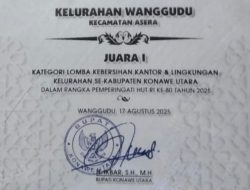 Kelurahan Wanggudu Raih Juara Satu Lomba Kebersihan se-Kabupaten Konawe Utara